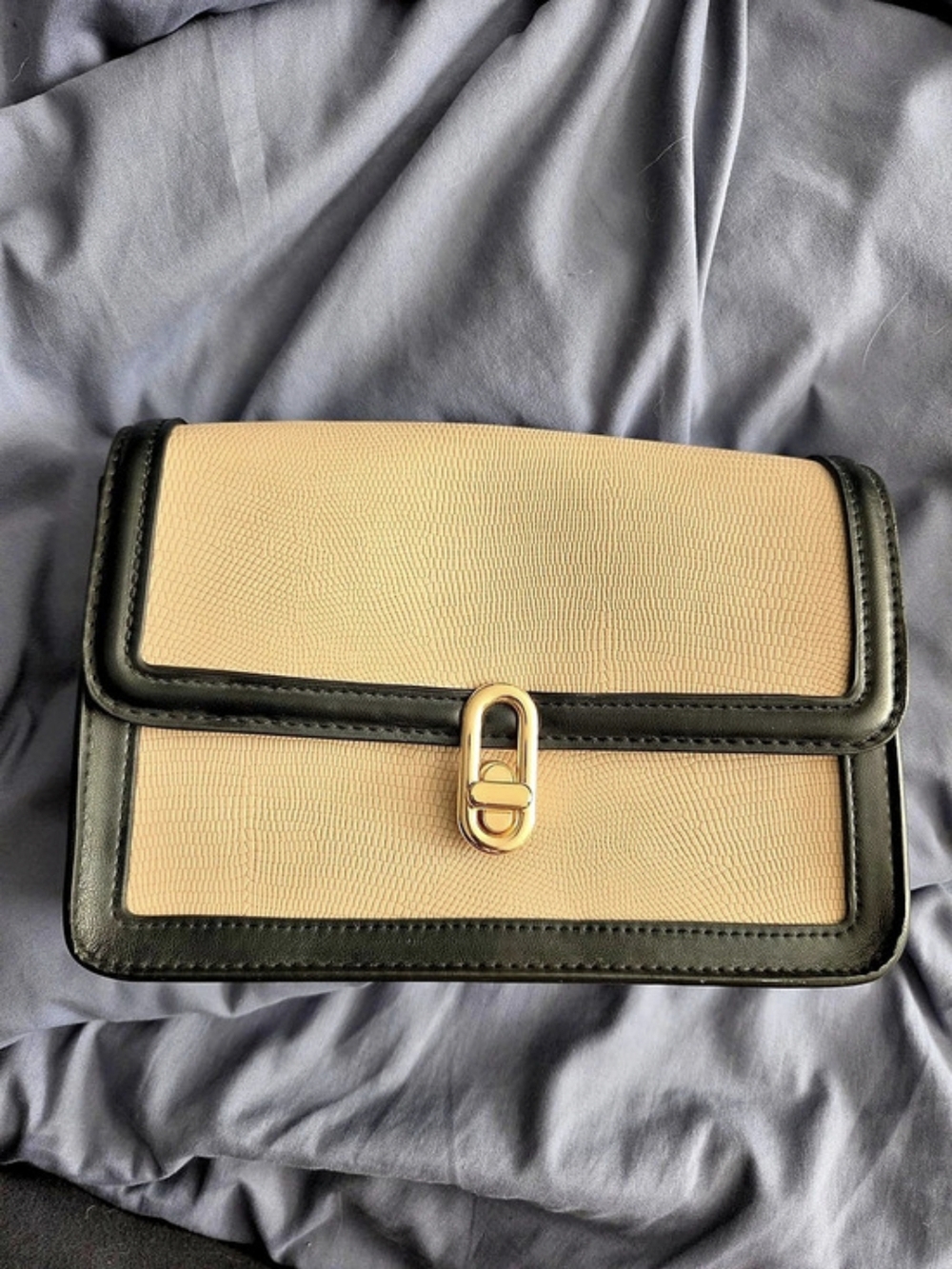 Jules Kae Mia Turnlock Bag Color Block Crossbody Black & Brown NWT